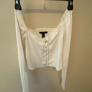 White Forever 21 Off the shoulder white long sleeve
